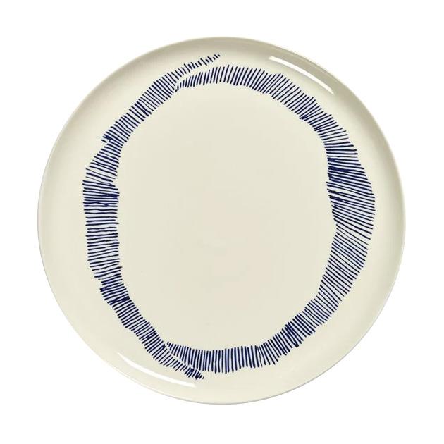 Ottolenghi Feast Plate S White Swirl Stripes Blue Set Of 2